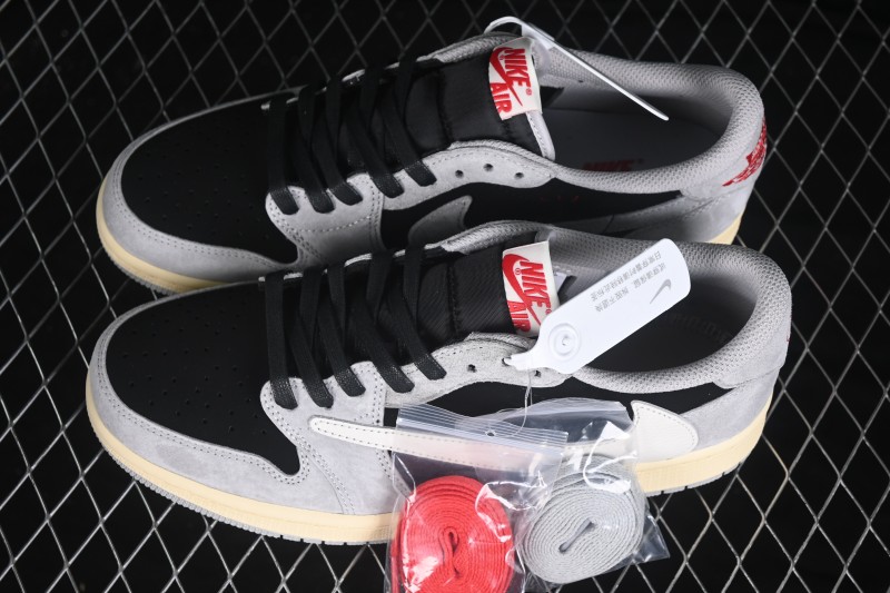 Nike Travis Scott Air Jordan 1 Low OG Retro Basketball Shoes with Reverse Swoosh Design - DM7866-010