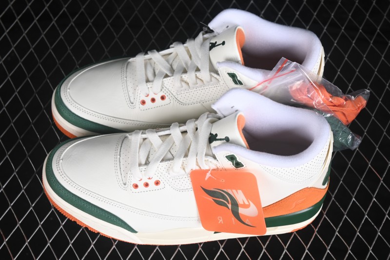 Nike Air Jordan 3 Retro 'Miami' Sneakers with Premium Leather and Bold Colorblocking - IF4491-100