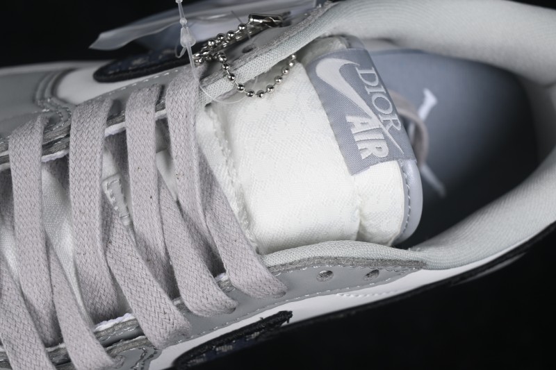 Dior x Air Jordan 1 Low AJ1 Collaboration Casual Basketball Shoes in White and Grey - CN8608-002