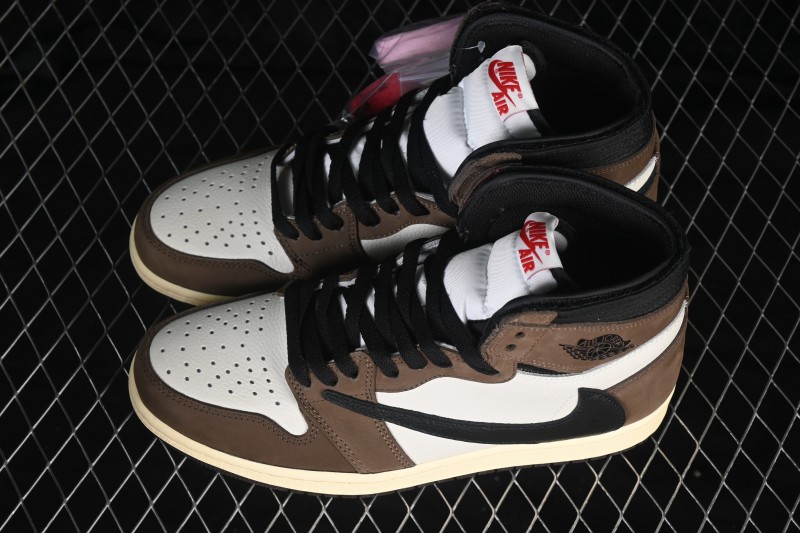 Nike Air Jordan 1 High OG Travis Scott Reverse Swoosh Limited Edition Basketball Shoes - CD4487-100