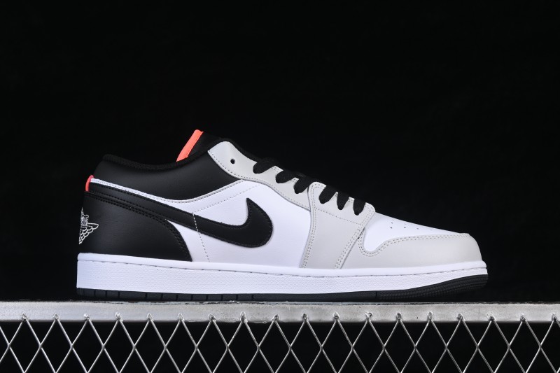 Nike Air Jordan 1 Low Retro Basketball Shoes with White Grey and Black Swoosh for Casual Wear - 553558-045