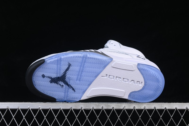 Nike Air Jordan 5 Retro Running Shoes with White Metallic Design and Visible Air Cushioning - HQ7978-103