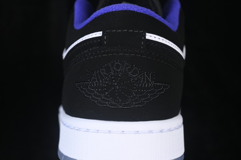 Nike Air Jordan 1 Low Retro Basketball Lifestyle Shoes with Crystal White-Black Colorway - 553558-108