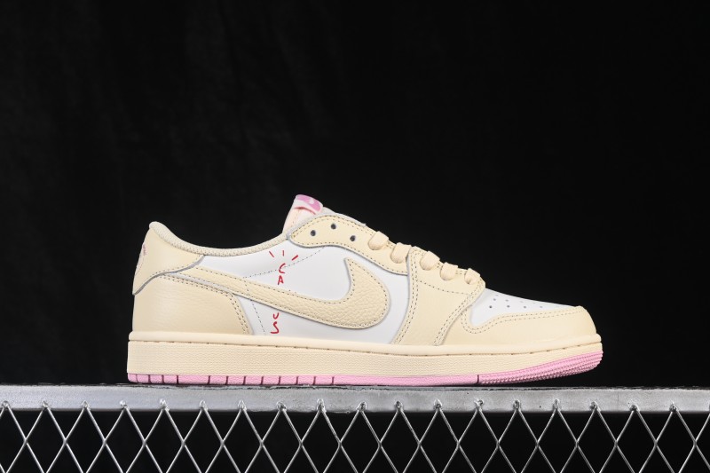 Nike Travis Scott x Air Jordan 1 Low OG Retro Basketball Shoes with Reverse Swoosh Design - IQ7604-100