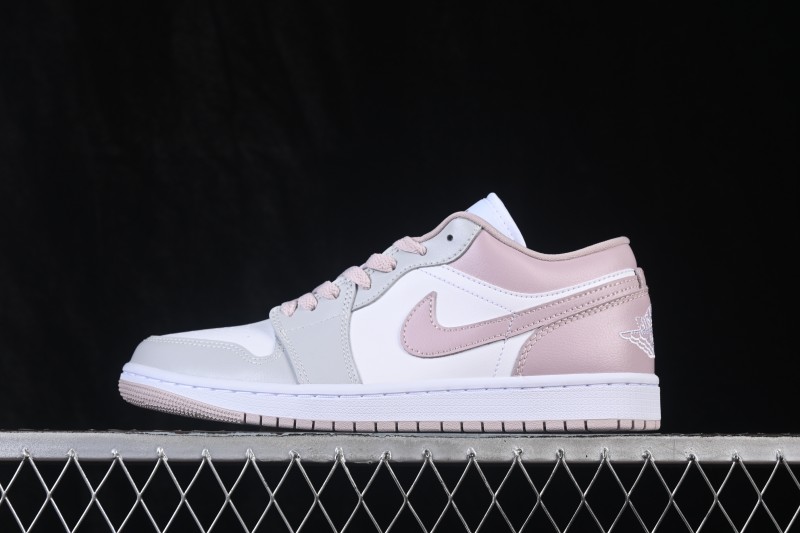 Nike Air Jordan 1 Low Retro Casual Sneakers in White and Pink - DC0774-606