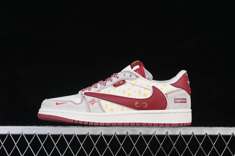 Nike Air Jordan 1 Low Retro Basketball Shoes with Year of the Horse Pattern Limited Edition - JW1188-180