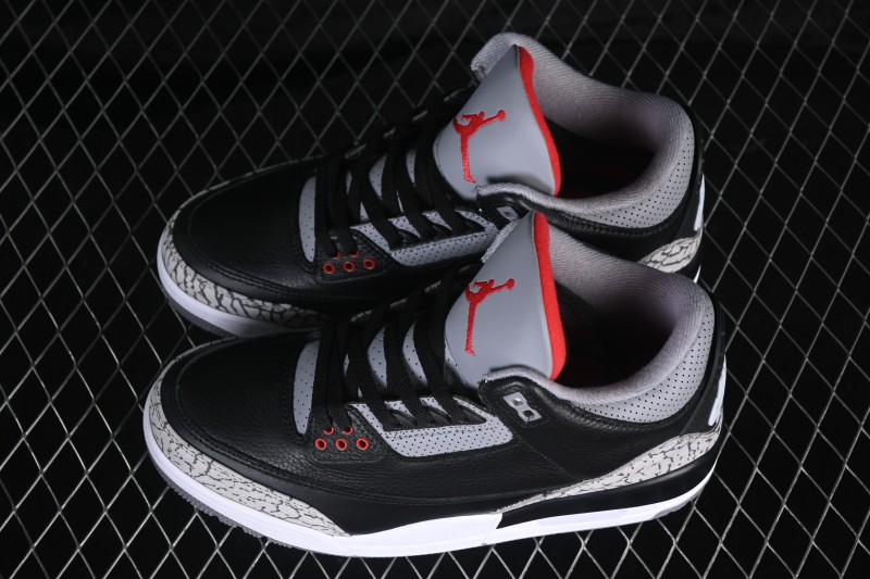 Nike Air Jordan 3 Retro 'Black Cement' Basketball Shoes with Premium Leather Upper - DN3707-010