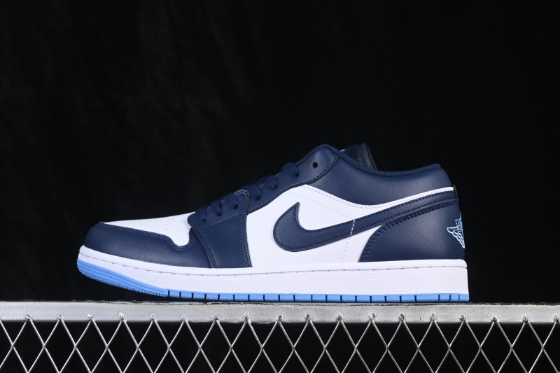 Nike Air Jordan 1 Low Retro Basketball Shoes with Classic White and Blue Colorway - 553558-404