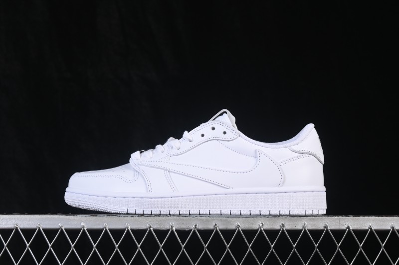 Nike Travis Scott x Air Jordan 1 Low OG Retro Sneakers with Reverse Swoosh Design - TD1228-111