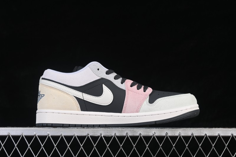 Nike Air Jordan 1 Low Retro Basketball Shoes with Black-Pink-White Color Blocking - IB7109-004