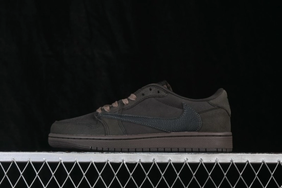 Nike Air Jordan 1 Low OG Travis Scott Reverse Swoosh Premium Leather Sneakers - DM7866-202