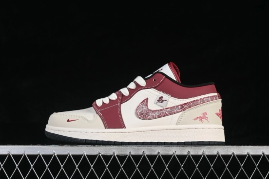 Nike Air Jordan 1 Low AJ1 Year of the Horse Limited Edition High-End Custom Low-Top Retro Basketball Shoes - JJ5908-004