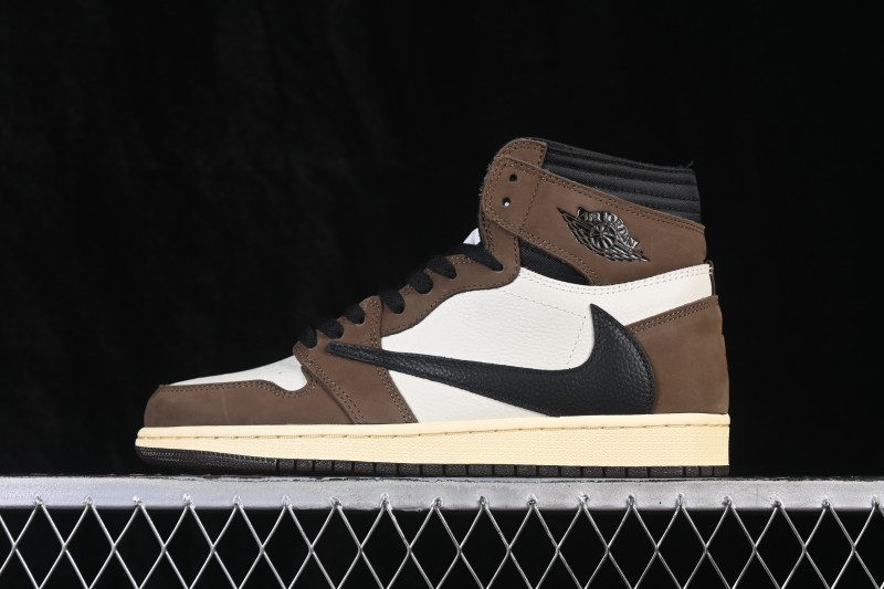 Nike Air Jordan 1 High OG Travis Scott Reverse Swoosh Limited Edition Basketball Shoes - CD4487-100