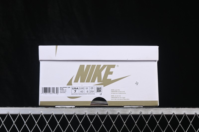 Nike Travis Scott x Air Jordan 1 Low OG Retro Sneakers with Reverse Swoosh Design - TD1228-111