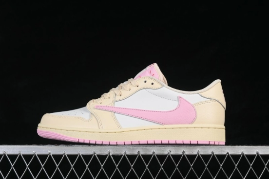 Nike Travis Scott x Air Jordan 1 Low OG Retro Sneakers with Reverse Swoosh Design - IQ7604-100