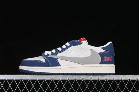 Nike Air Jordan 1 Low Retro Basketball Shoes in Navy and White with Premium Craftsmanship - JJ2508-106