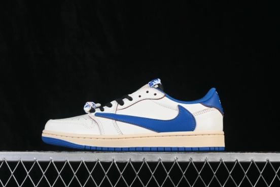 Nike Travis Scott x Air Jordan 1 Low OG Retro Basketball Shoes with Reversed Swoosh - DM7866-104