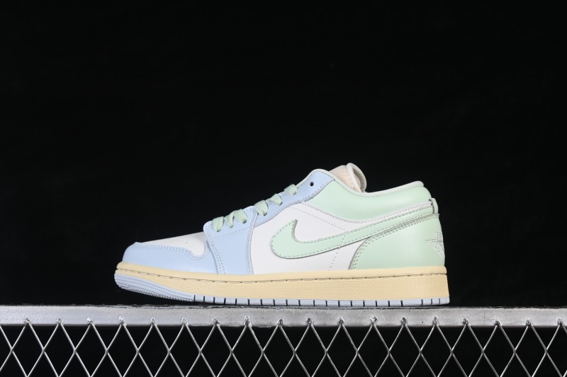 Nike Air Jordan 1 Low Retro Lifestyle Basketball Shoes with Light Blue Color Blocking - DC0774-108
