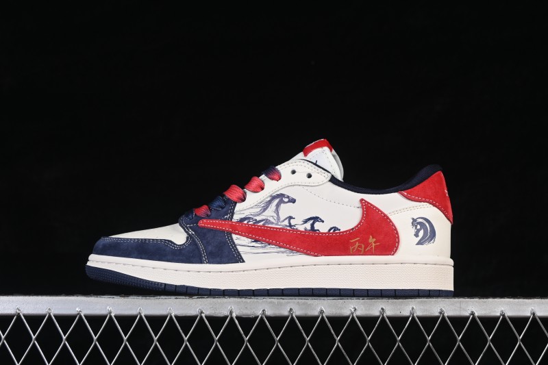 Nike Air Jordan 1 Low Chinese New Year Edition Ink Wash Custom Basketball Shoes - FC1688-251