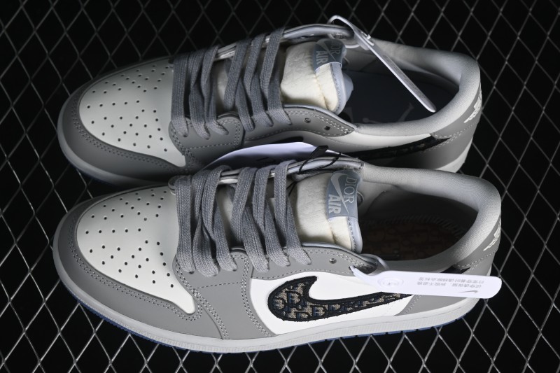 Dior x Air Jordan 1 Low AJ1 Collaboration Grey White Basketball Sneakers - CN8608-002