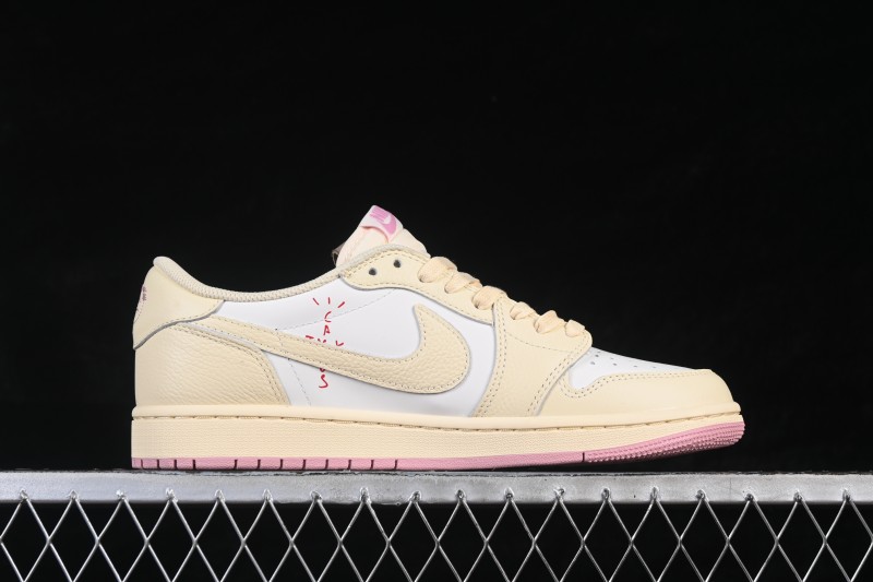 Nike Travis Scott x Air Jordan 1 Low OG Retro Basketball Shoes with Reverse Swoosh - IQ7604-100