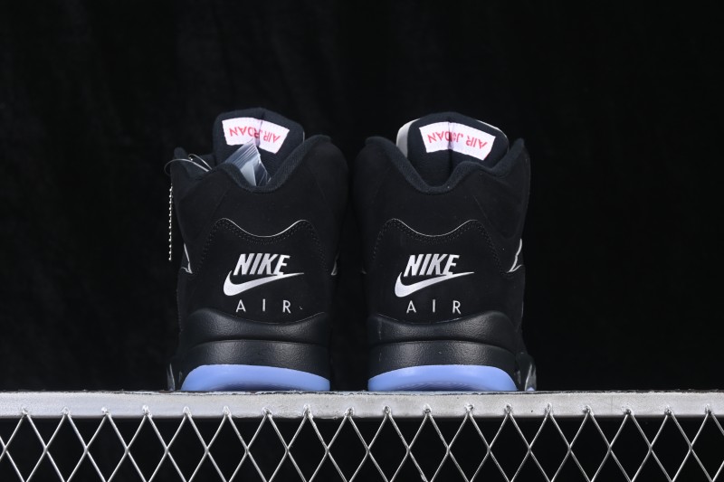 Nike Air Jordan 5 Retro Black Metallic Reimagined Basketball Shoes with Premium Leather Upper - HF3975-001