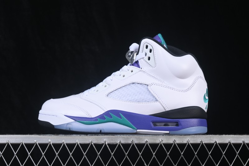 Nike Air Jordan 5 OG Grape Retro Basketball Shoes with Premium Full-Grain Leather - HQ7978-100