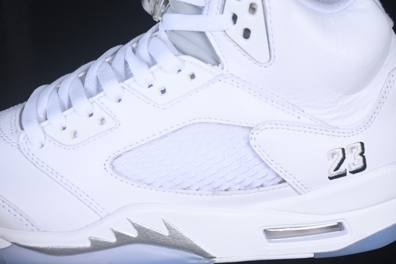Nike Air Jordan 5 Retro Running Shoes with Metallic Silver Accents and Classic White Upper - HQ7978-103