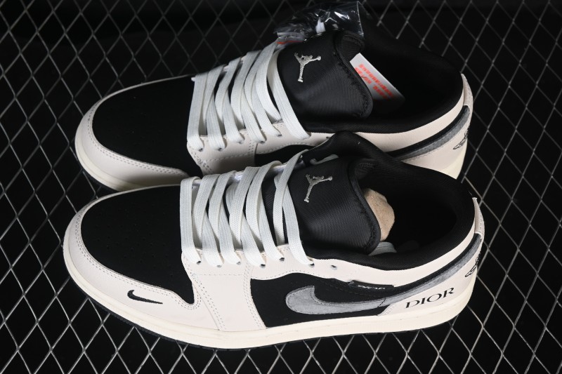 Nike Air Jordan 1 Low Retro Basketball Shoes with Premium Custom Leather and Full-Length Air Cushion - LD8888-012