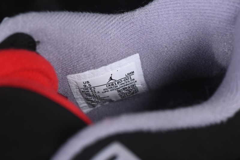 Nike Air Jordan 4 Retro Running Shoes with Premium Leather Upper and Classic Black-Red Colorway - IX8180-001