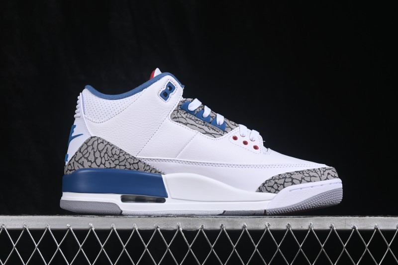 Air Jordan 3 Retro "True Blue" Men's Basketball Shoes with Classic Elephant Print and Premium Leather - IF4396-104