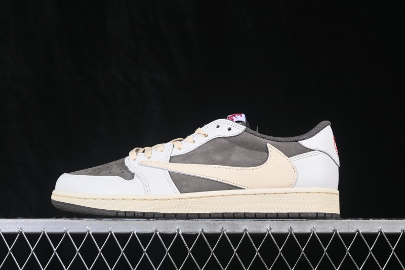 Nike Travis Scott x Air Jordan 1 Low OG Retro Sneakers with Reversed Swoosh Design - DM7866-162
