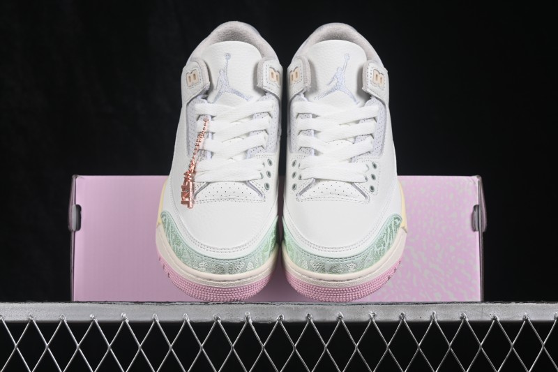 Nike Air Jordan 3 Retro Easter Running Shoes with Pastel Accents and Embroidered Cracks - IF4396-100
