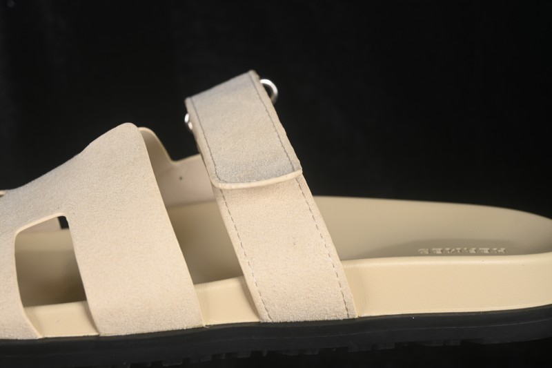 Hermes Chypre Flat Slide Sandals in Sand Color - AJE5