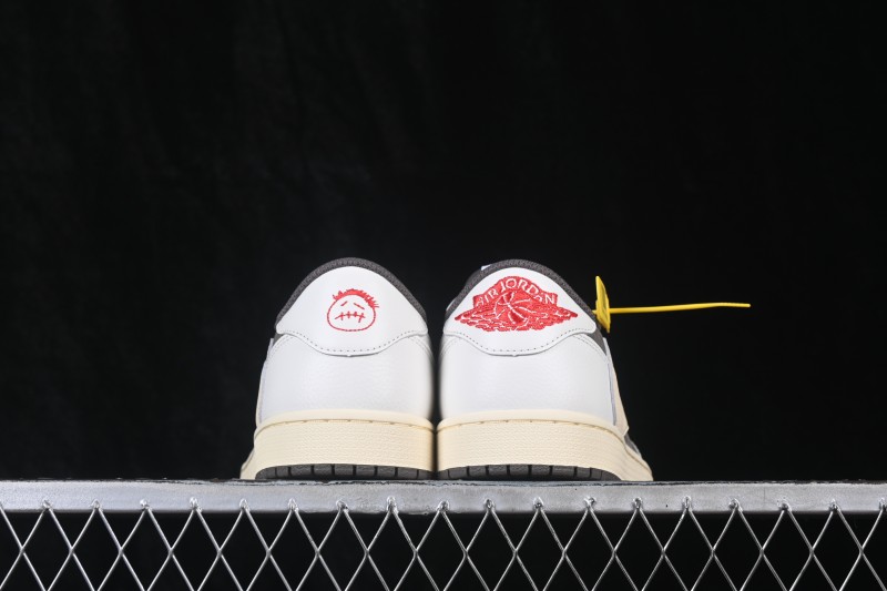 Nike Travis Scott x Air Jordan 1 Low OG Retro Sneakers with Reversed Swoosh Design - DM7866-162