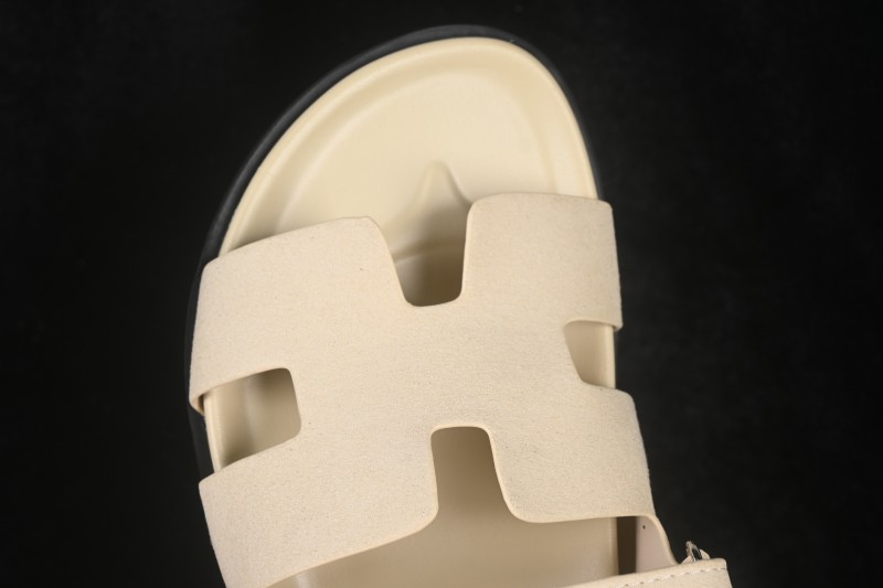 Hermes Chypre Flat Slide Sandals in Sand Color - AJE5