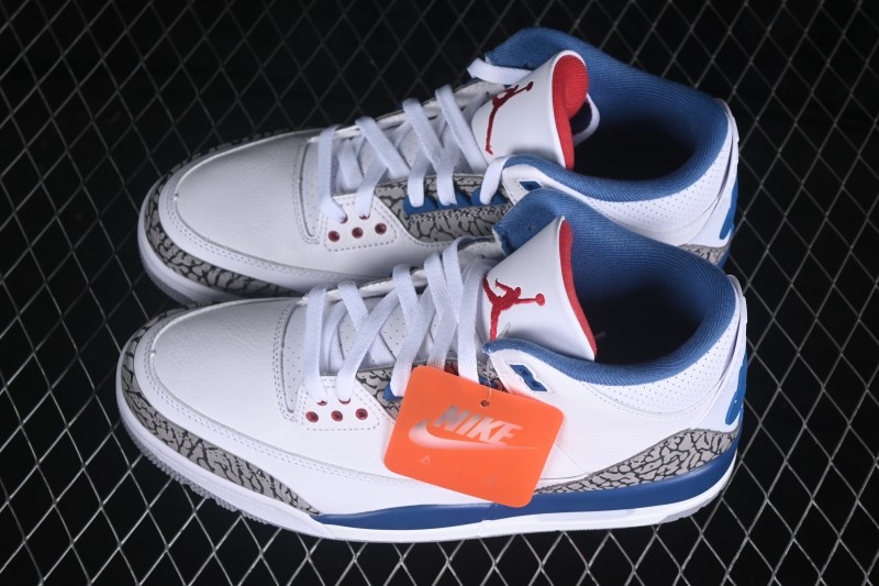 Air Jordan 3 Retro "True Blue" Men's Basketball Shoes with Classic Elephant Print and Premium Leather - IF4396-104