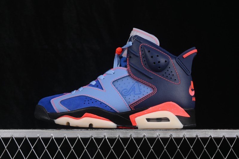 Awake NY x Air Jordan 6 Retro High "Denim Blue" Basketball Sneakers with Premium Suede Upper - IQ5706-400
