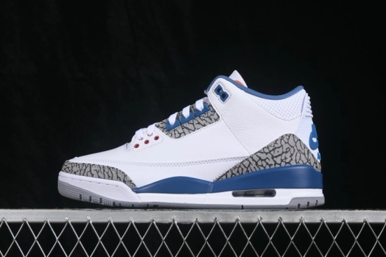 Air Jordan 3 Retro "True Blue" Men's Basketball Shoes with Classic Elephant Print and Premium Leather - IF4396-104