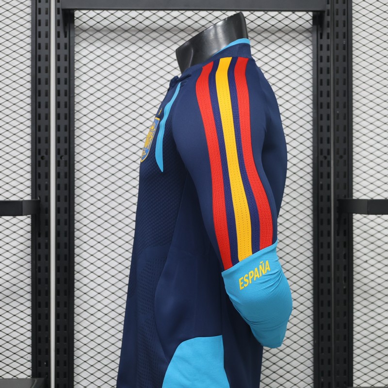 Player Version 2026 Spain Away Navy Blue Long Sleeve Jersey