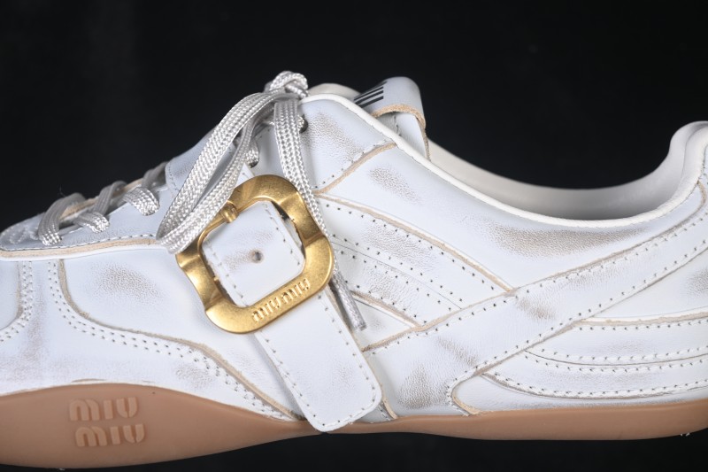 MiuMiu Gymnasium Calf Leather Buckle Lace-Up Vintage Low-Top Sneakers - FW25