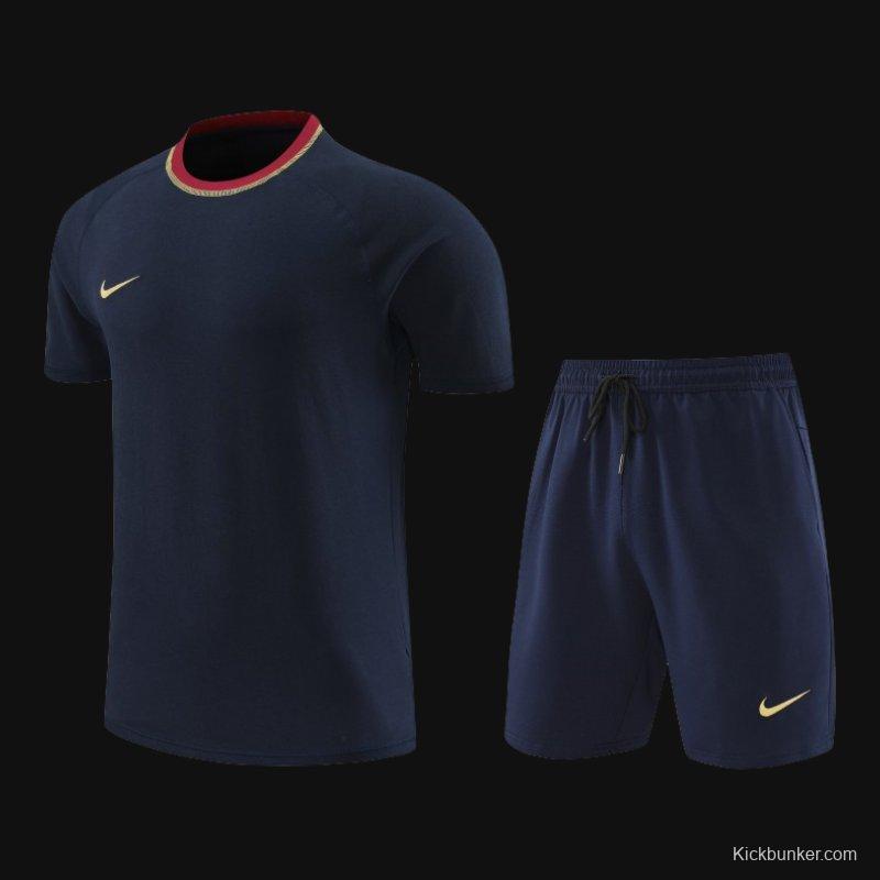 2024 Nike Navy Cotton Short Sleeve Jersey+Shorts