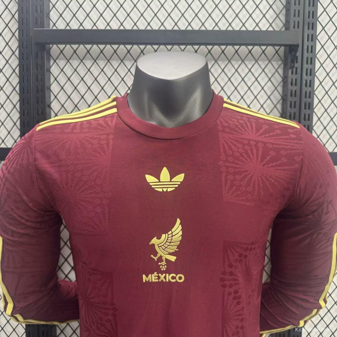 Player Version 2025 Mexico Gold Cup Wine Long Sleeve Jersey