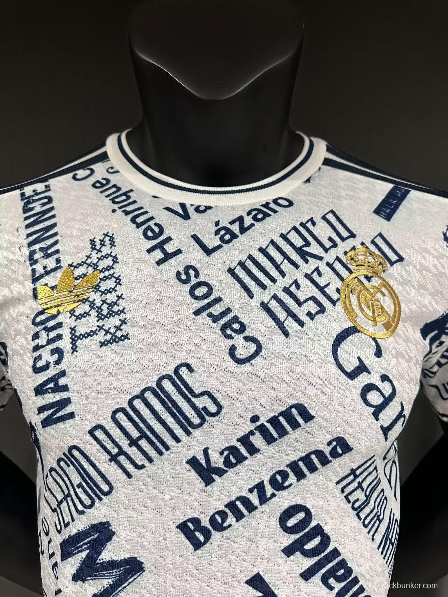 Player Version 25/26 Real Madrid White with Legendary Players Names Pattern Jersey
