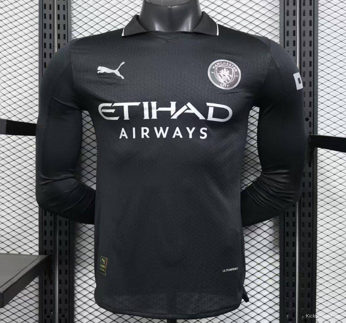Player Version 25/26 Manchester City Away Long Sleeve Black Jersey