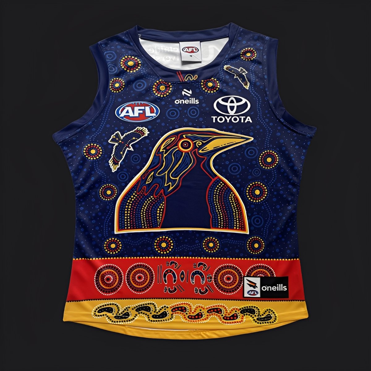 25/26 Adelaide Crows Navy with Indigenous Aboriginal Art Crow Design Guernsey