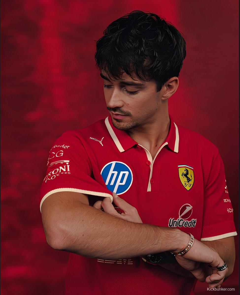 2025 F1 Scuderia Ferrari F1 Team Red with White Trim Polo Shirt