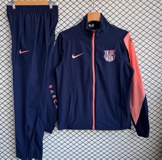 25/26 Barcelona Navy/Pink Full Zipper Windbreaker + Long Pants