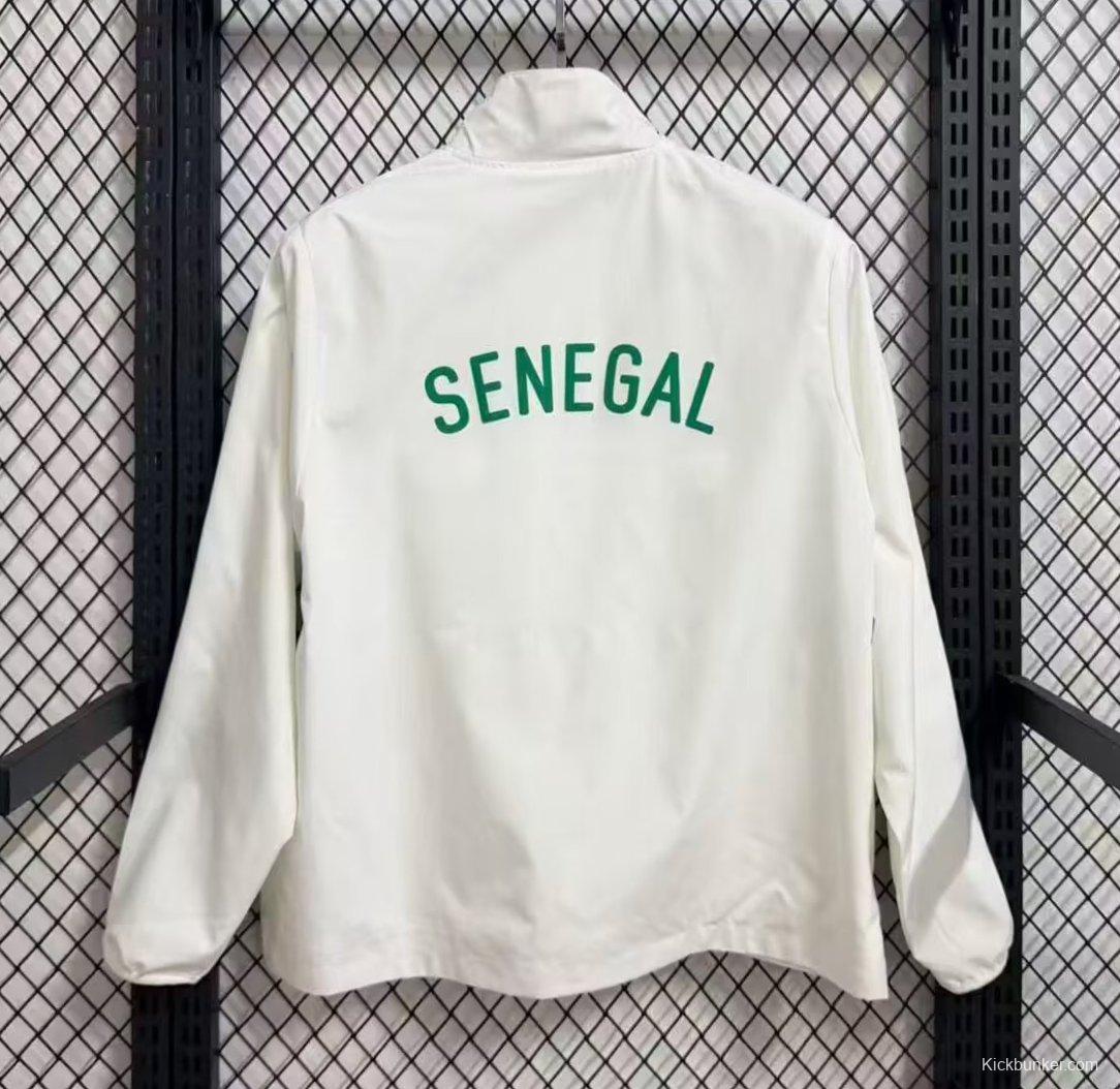 25/26 Senegal White with Green Full Zipper Windbreaker