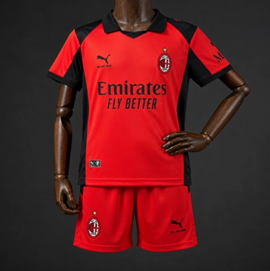 25/26 Kids AC Milan x Slam Jam Limited Edition Long Sleeve Red Forth Jersey